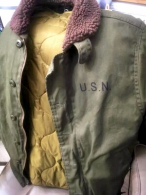 Mens Retro Vintage Style N1 Deck Jacket Military Detachable