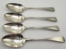 4 Antique Sterling Silver Place Spoons Made in London w/ Monogram Made 1790 #119