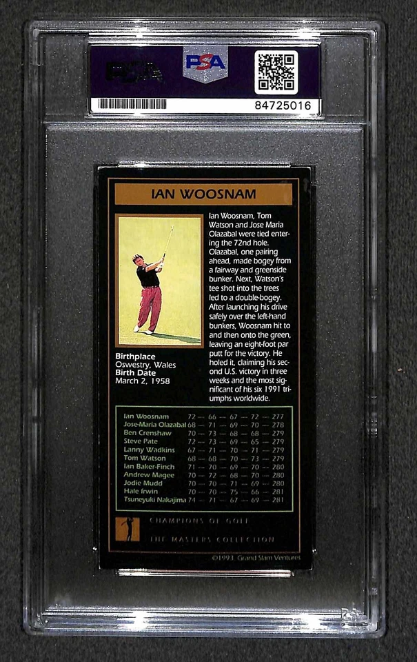 Ian Woosnam "1991 Masters" 1993 Grand Slam Champions Golf Signed Rookie Card PSA - Image 2 of 2
