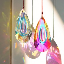 HDCRYSTALGIFTS Set 2 Crystal Prisms Suncatchers for 89mm, D Color 2pcs