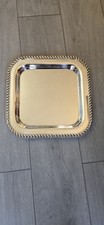 Large Vintage Sheffield Silver Plated Serving Tray Rope Edge  Hallmarked S.W. SP