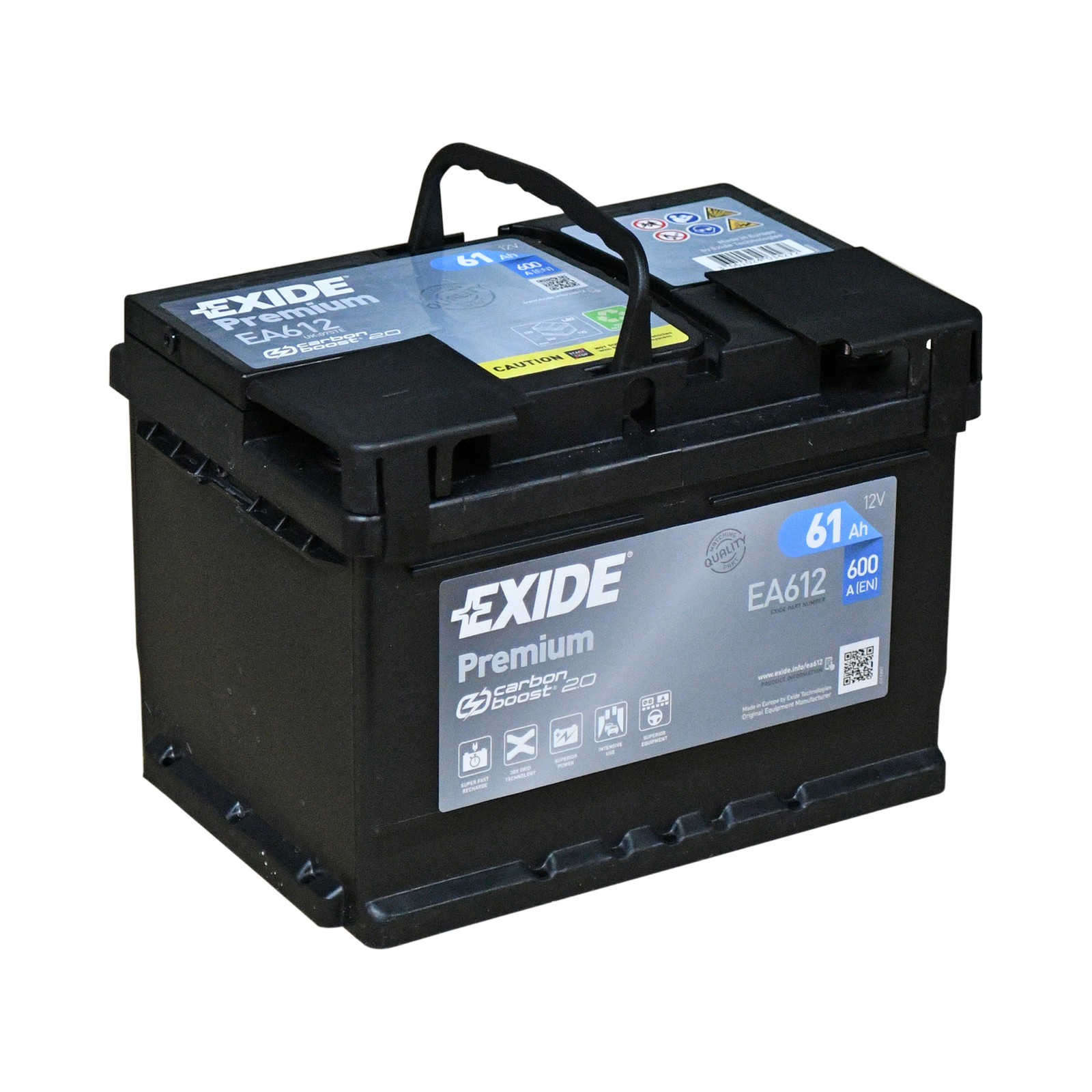 Batterie voiture Exide EA612 résout les problèmes de démarrage à froid 61Ah 600A