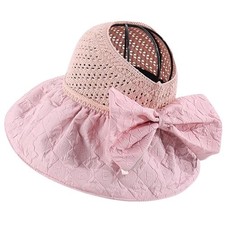 Women Summer Beach Foldable Sun Hat with Super UV One Size-Medium Pink