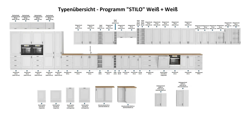 Landhaus Küche Stilo Weiß 350x210cm Küchenzeile Einbauküche Eckküche Winkelküche - Bild 2 von 4