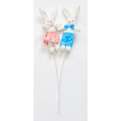 7 In. Bunny on 10 In. Stem, Set of 6