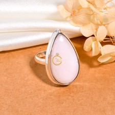Pink Opal Ring Pink Stone 925 Sterling Silver Handmade Boho Rings Gift Jewelry