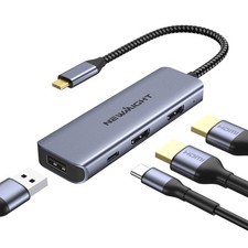 USB C Dual HDMI Adapter for 2 Monitors, 4-in-1 USB C to Dual Monitor HDMI Spl...