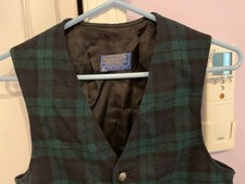 Vtg Pendleton Blackwatch Tartan Vest Virgin Wool USA Sz S