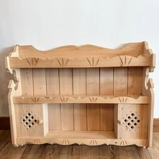 VTG New Handcrafted Light Wood Hanging Shelf Cabinet Pine Cottage Primitive