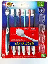 NEW 6 pack Ultrasoft toothbrush with 4 covers value pack FREE SHIP USA