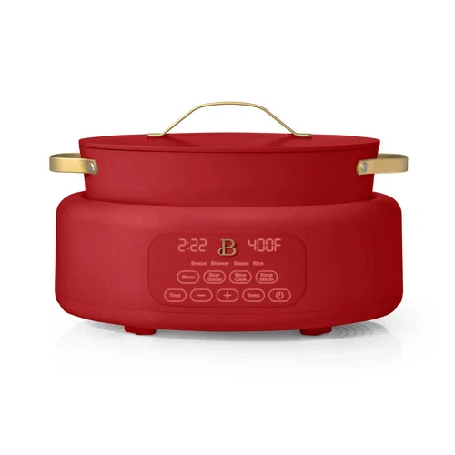 Beautiful 10-in-1 , 6 Qt Electric Multi-Cooker, Tomato Red by Drew Barrymore