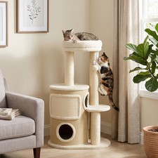 PawHut Kratzbaum mit 2-st&ouml;ckiger Kratztonne Katzenbaum mit Sisal-Kratzpfosten