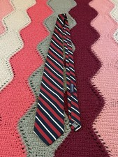 Robert Talbott for Tie Red Navy Stripe 100 Silk Hand Sewn Made In USA