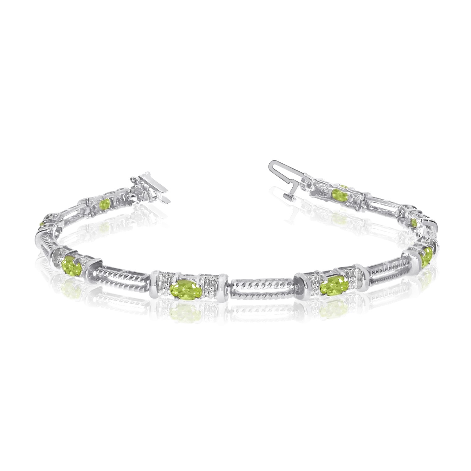 LXR 14k Weigold Natural Peridot und Diamant Tennis Armband 152 ct 1037190₽