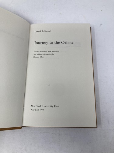 Journey to the Orient by Gerard De Nerval, Grard De First 1st Edition VG HC 1972 - Imagen 3 de 7