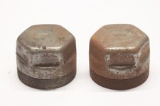 Pair of Vintage Car or Truck Threaded Wheel Hub Grease Dust Caps Parts 2" OD