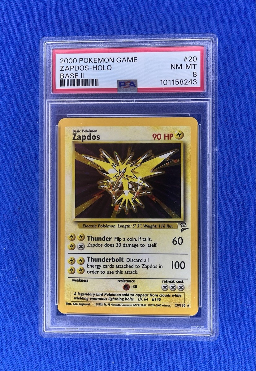 Zapdos 20/130 Base Set 2 - RARE HOLO - 2000 Pokemon Game PSA 8 | eBay