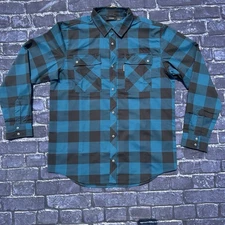 Truewerk Tech Flannel Shirt Long Sleeve Large Blue Check +DWR Treated Work Shirt
