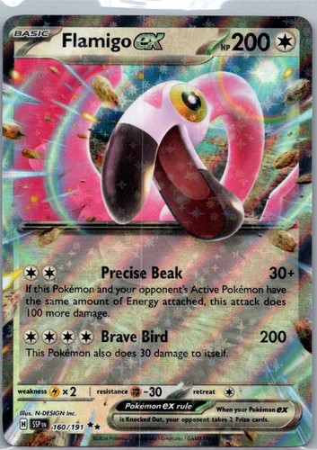 Flamigo ex 160/191 Double Rare Surging Sparks Pokemon Holo Near Mint