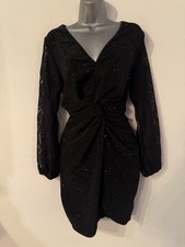 Shein black & silver Sparkle New Years evening Dress SZ 16-18