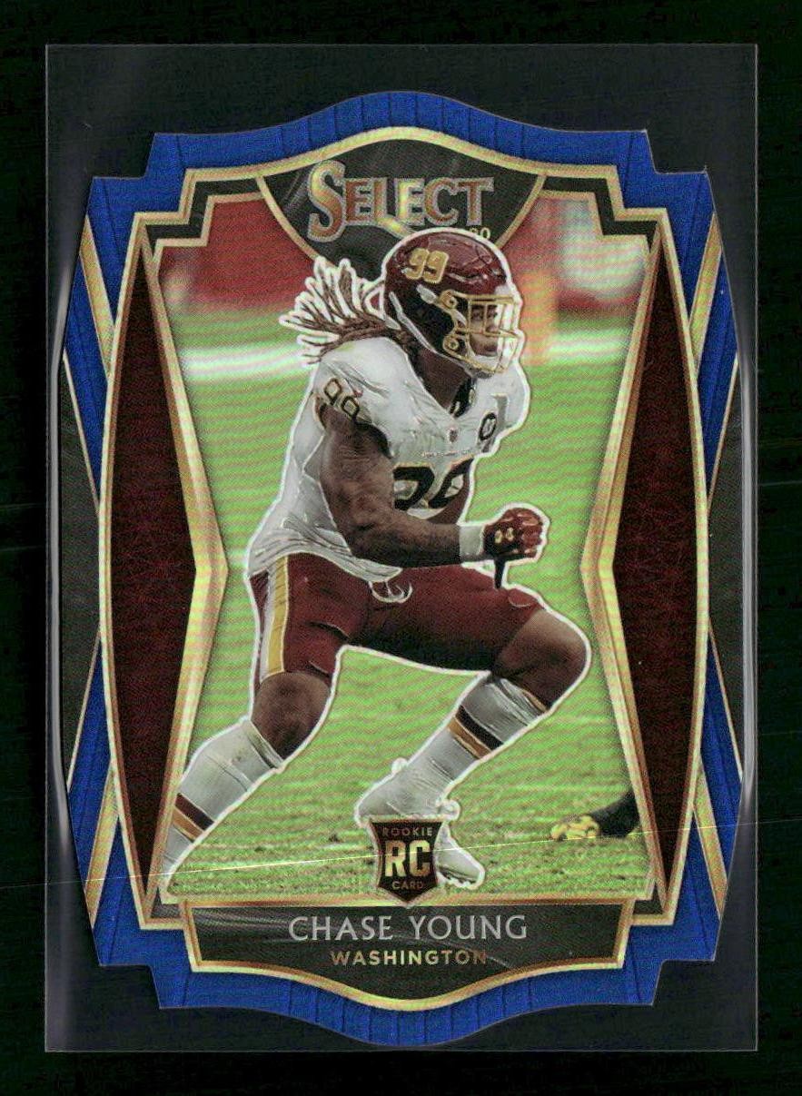 2020 Panini Select #164 Chase Young Blue Prizm Die Cut Washington Rookie