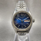 Seiko Automatic Watch Women 24mm Blue Dial Silver Tone Daydate READ!!!!!!!! Runs