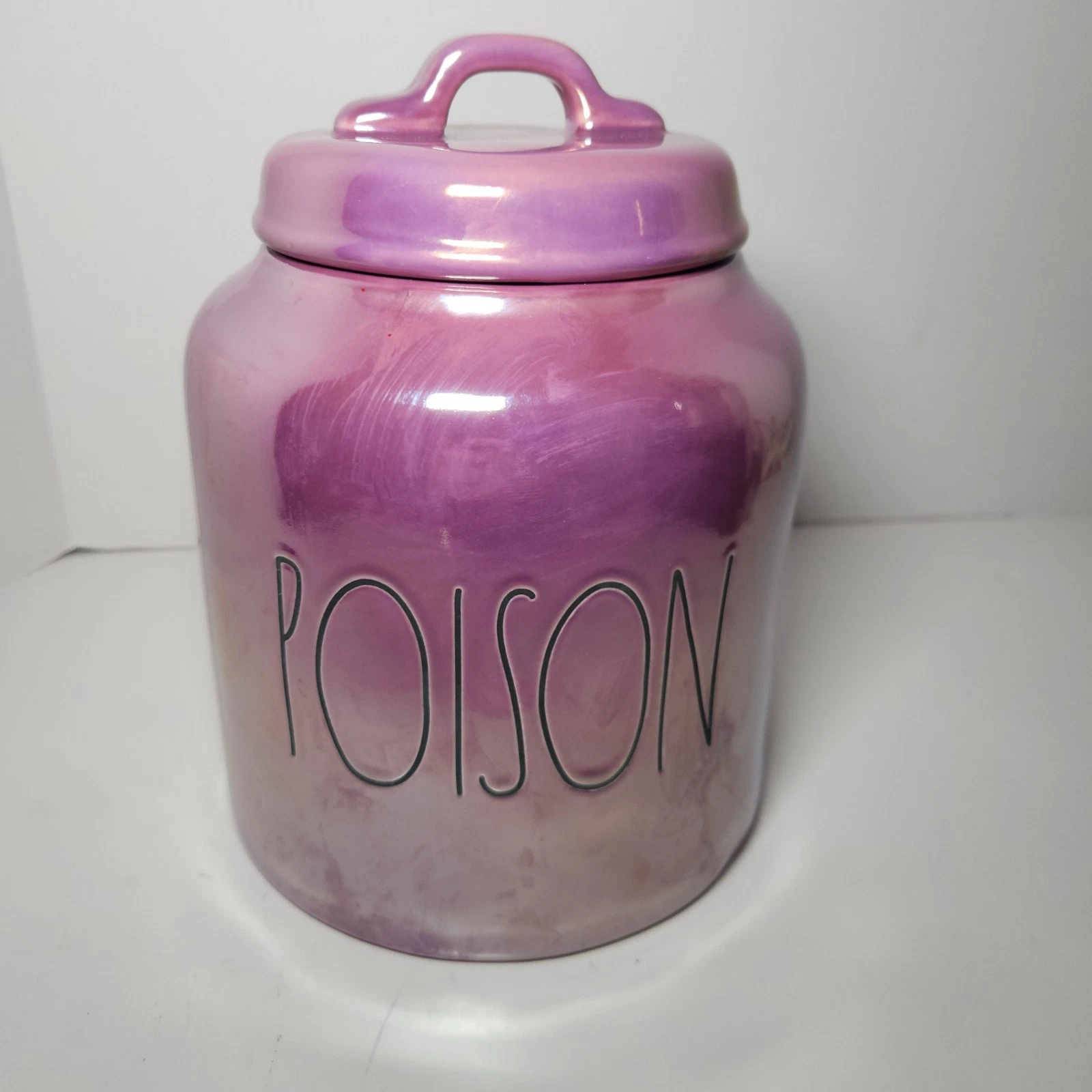 Rae Dunn "POISON" Canister with Lid Iridescent purple