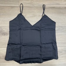 Ettitude Bamboo Womens Sateen Soft Silky Camisole PJ Top Onyx SMALL BLACK