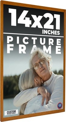 14x21 Honey Brown Real Wood Picture Frame Width 0.75 inches | Interior Frame Dep