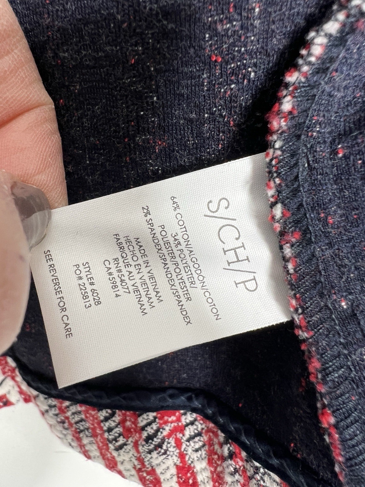 Cabi Patchwork Button-Up Blazer Jacket Red White … - image 11