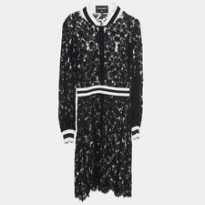 Chanel Black Floral Lace ZipUp Dress S