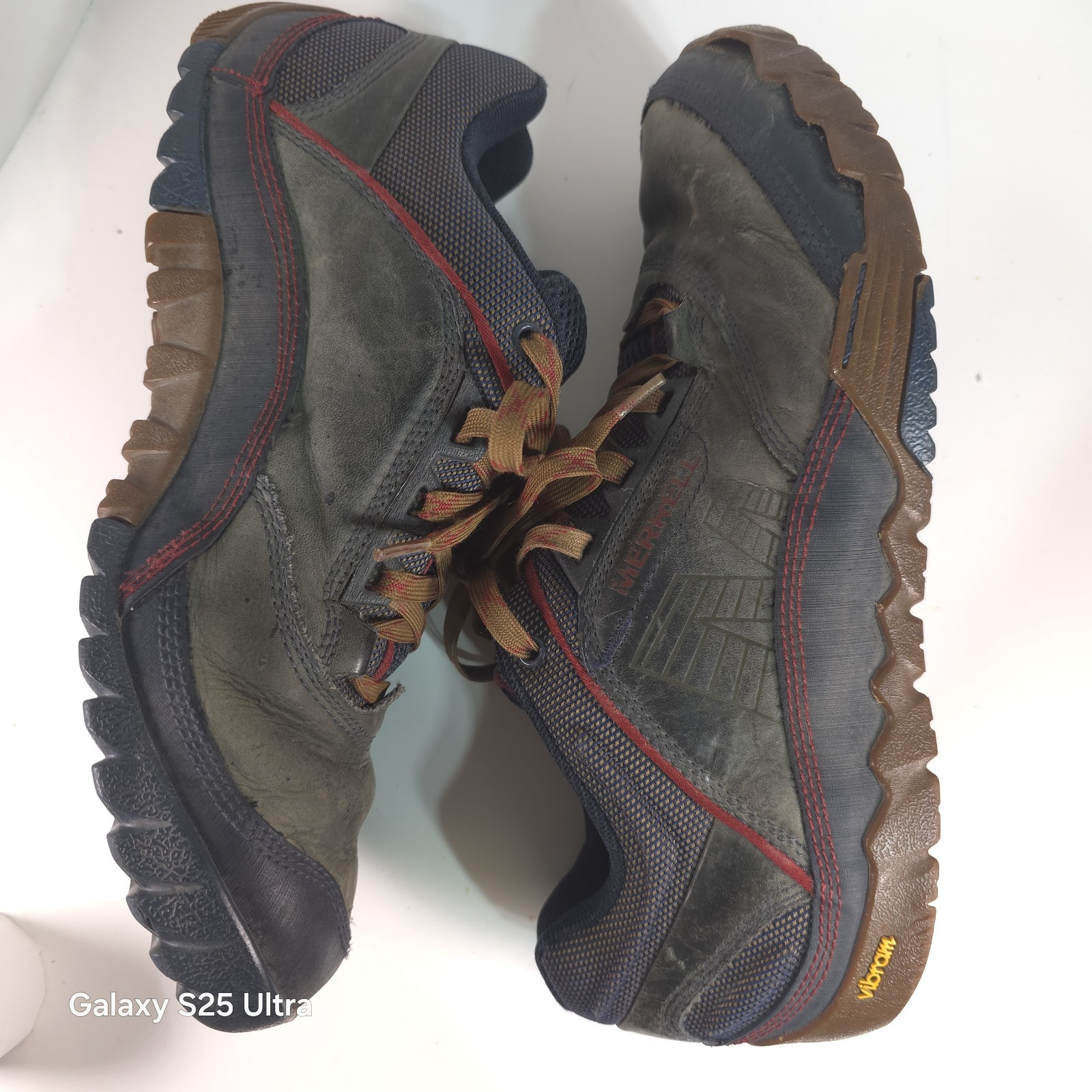 MERRELL J21237 scarpe outdoor casual nere pelle blu rosse da uomo taglia 10 5 escursionismo