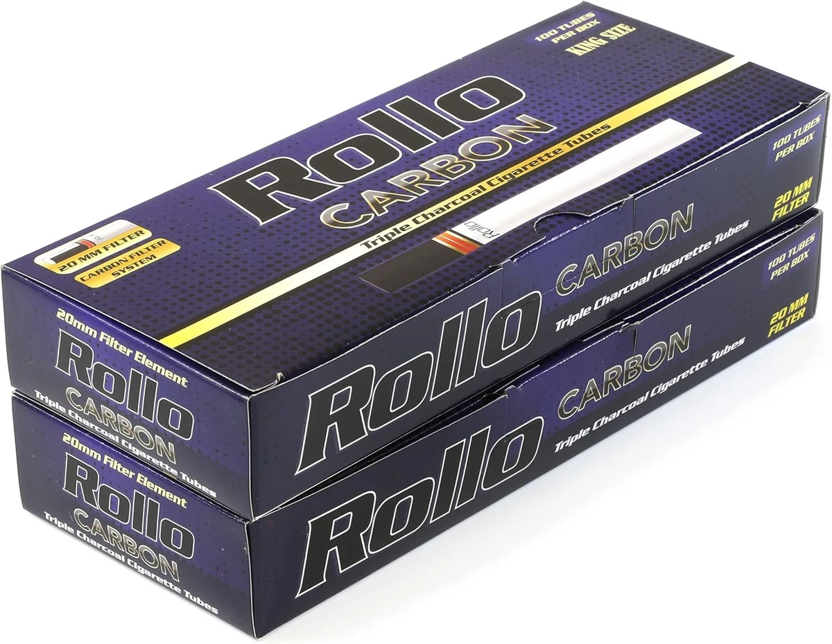 Rollo Triple Carbon Long filter 20mm Cigarette tubes King Size 84mm - 2  boxes x