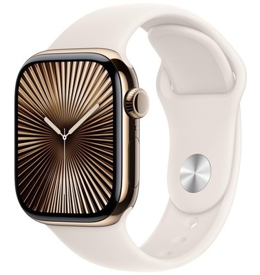 Apple Watch Series 10 42mm (Cellular)Gold Titanium M/L Starlight Sport Band-Good