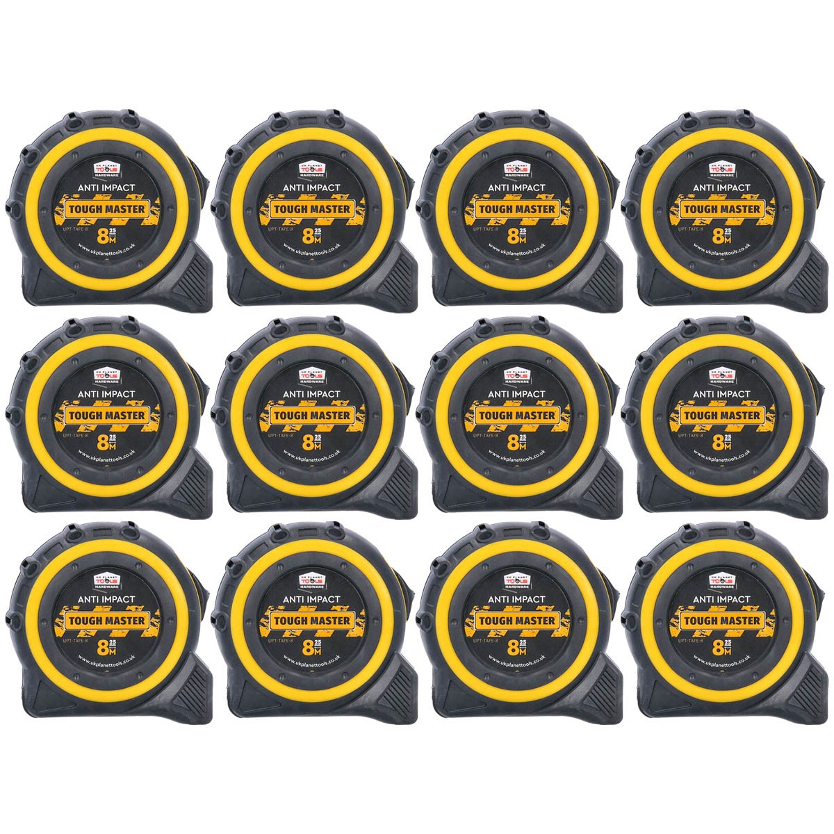 TOUGH MASTER 8m Tape Measure anti impact metric / imperial Pack of 12