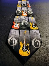 Steven Harris Guitar Tie Glitter 🎶 Hand Made  👌 Condition 3.5" x 61"