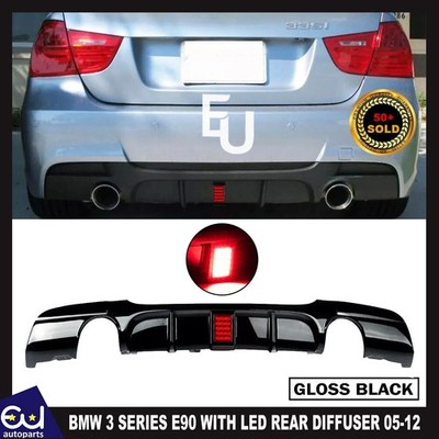 FOR BMW 3 SERIES E90 E91 M SPORT REAR DIFFUSER VALANCE 335i STYLE 05-12 W/ LED