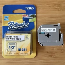 Brother P-Touch Tape Cassette - Black on White - New