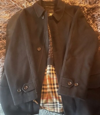 Burberry men s black wool peacoat excellent condition size small