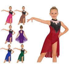 US Kids Skating Costume Contemporary Ballet Leotard Dress Modern Lyrical Dance