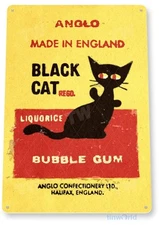 Tinworld Tin Metal Signs: Black Cat Bubble Gum Retro Metal Decor B705