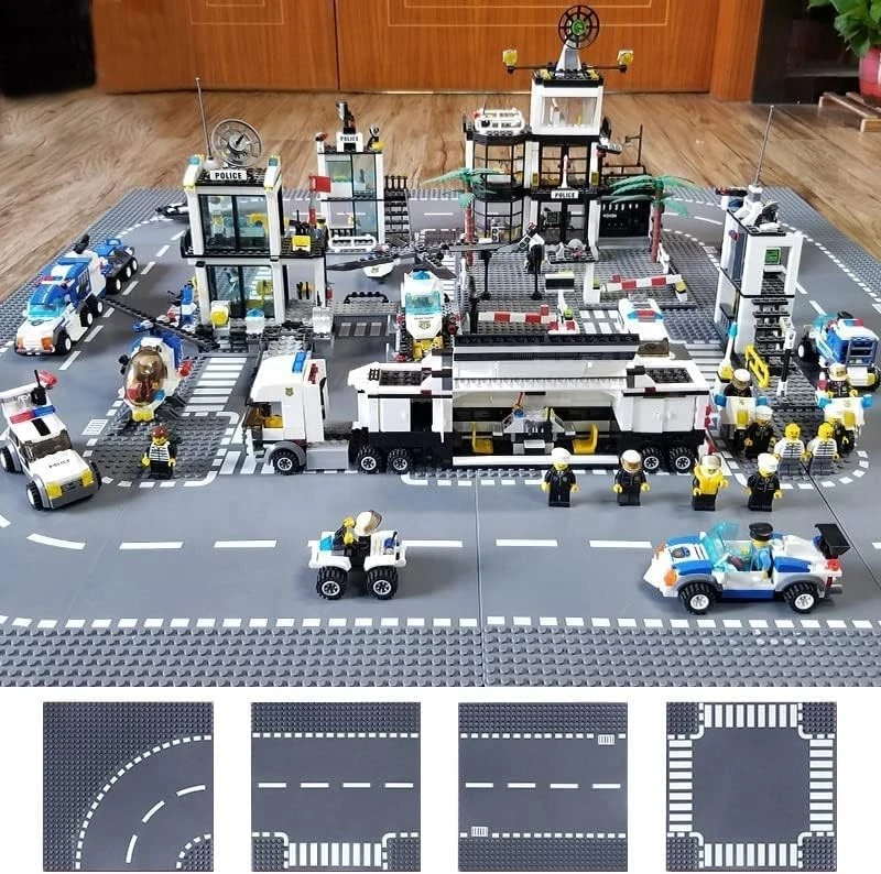 Placas base de carretera para bloque de construcción de carretera de ciudad, 12 placas de calle de ciudad, carretera de 10"X10" Foto 4 de 4