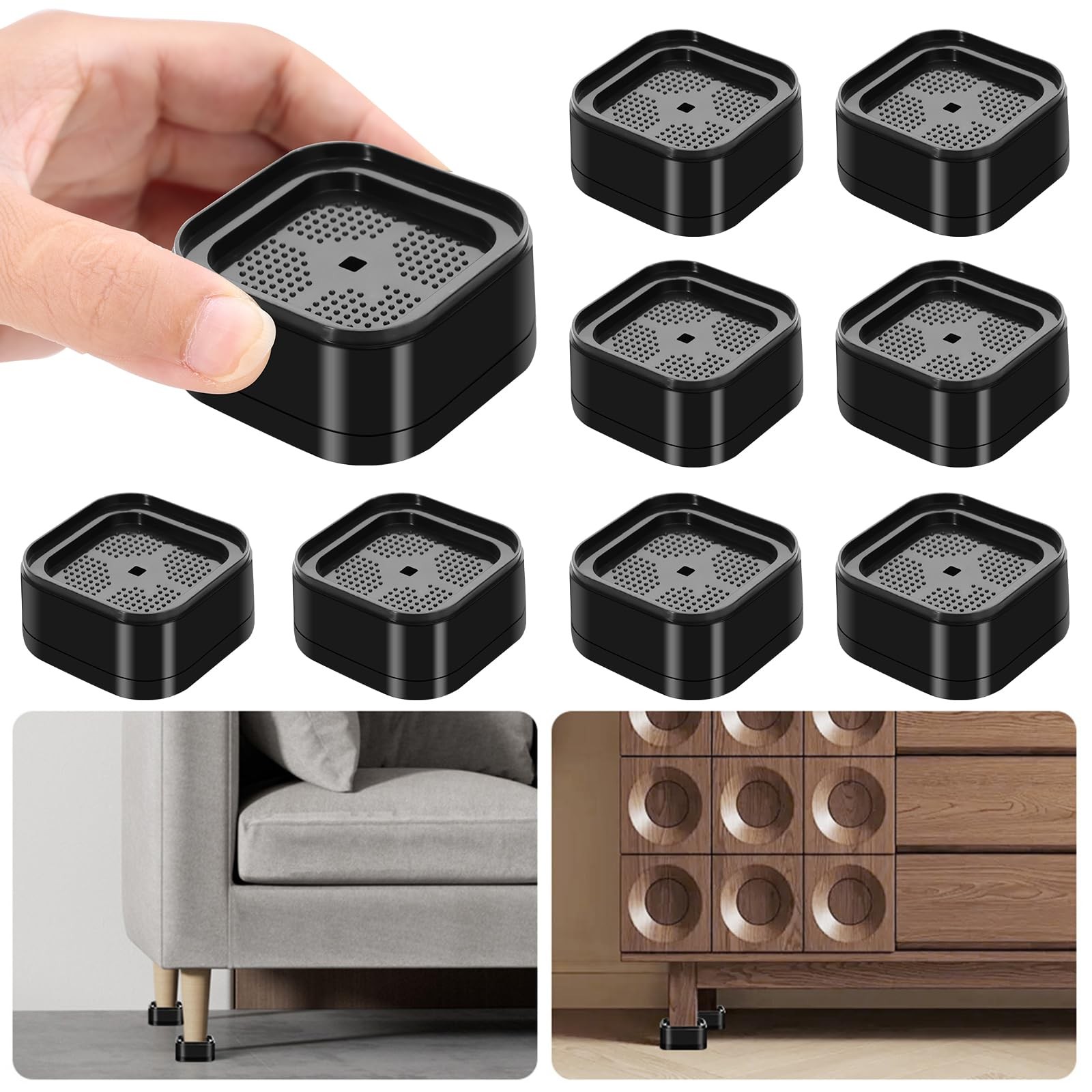 Hall Riser Home Lift 8 Pack Adjustable Furniture Bed Risers, Stackable Heavy Duty Lifts 1-3 ...