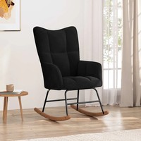 Schaukelstuhl Schwarz Samt Polsterstuhl Relaxsessel Wohnzimmer Lesesessel