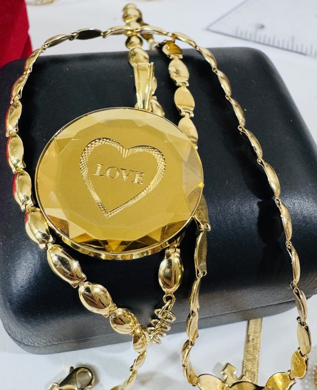 RARE 18K K18 Japan Gold Round Heart Pendant W/ Necklace 17/17.5” Long 14.6g 4mm
