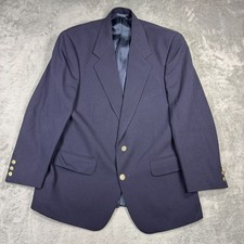 Vintage Burberrys Sport Coat Wool Suit Jacket L Navy Blue Blazer Gold Buttons