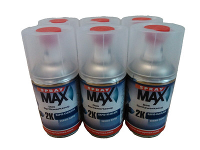 6 x 250ml Spraydose 2K Klarlack glänzend SprayMax Autolack Lack Rapid Lackspray