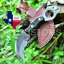 HAND FORGED 1095 STAINLESS STEEL HEAT COATING KARAMBIT KNIFE MICARTA +SHEATH2346