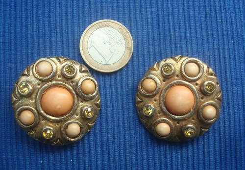 Boucles D'oreilles Anciennes Clips Boule Créole - Métal Argenté - Créateur Vintage