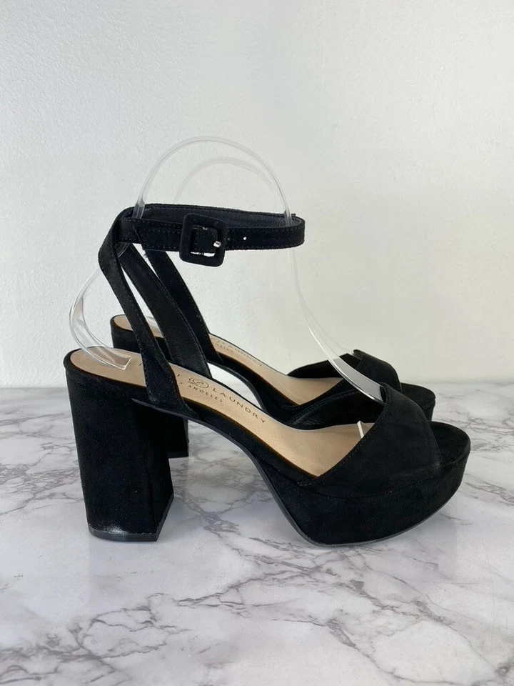 Sandalia de vestir con plataforma Theresa de gamuza negra para mujer Chinese & Laundry talla 6,5 Foto 4 de 4